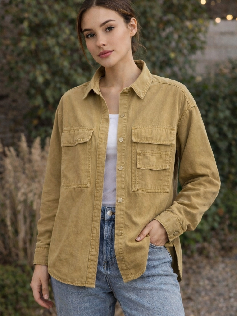 Zara Mustard Utility Shirt Jacket